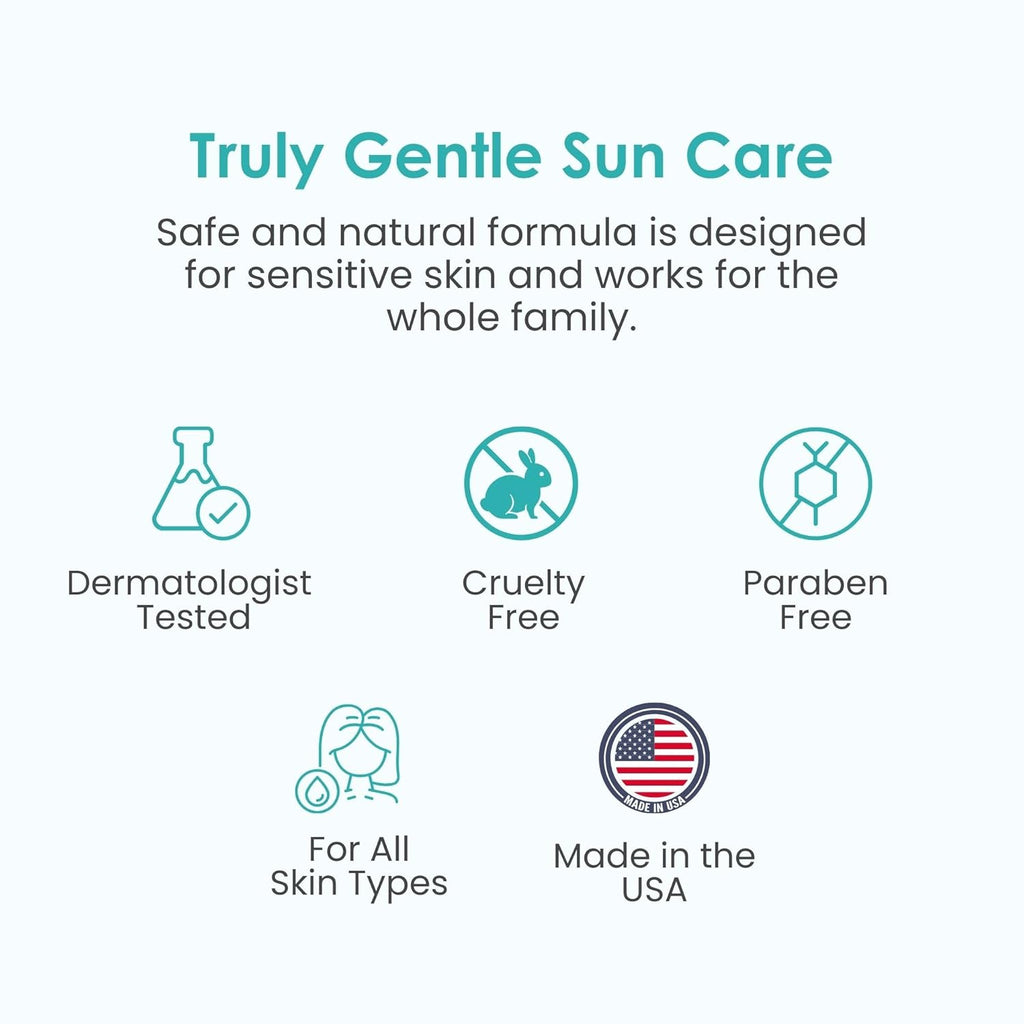 Easy on Mineral Sunscreen SPF 50 - Kids & Baby Sunscreen for Face & Body, Non-Toxic Zinc Oxide Sunblock Protection for Sensitive Skin, Unscented, FSA Eligible, Travel Size 3.4Oz