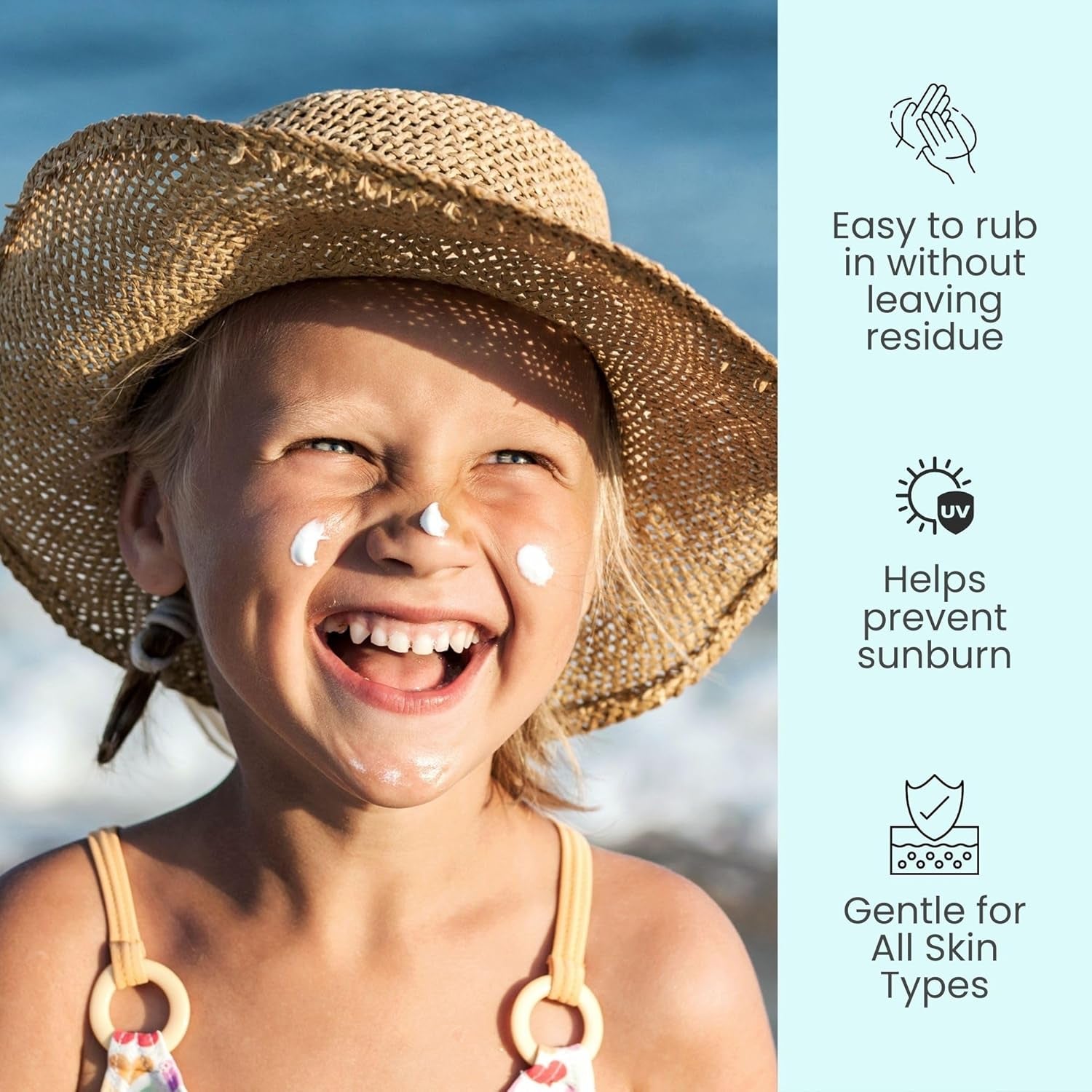 Easy on Mineral Sunscreen SPF 50 - Kids & Baby Sunscreen for Face & Body, Non-Toxic Zinc Oxide Sunblock Protection for Sensitive Skin, Unscented, FSA Eligible, Travel Size 3.4Oz