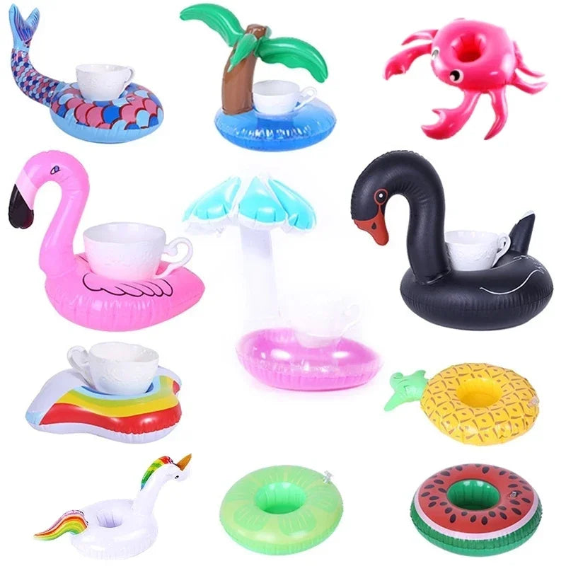 Air Mattresses for Cup Inflatable Flamingo Drinks Cup Holder Pool Floats Bar Coasters Floatation Devices Cute Toy Drink Holder