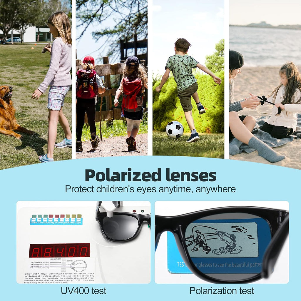 Kids Polarized Sunglasses for Girls Boys 3 Pack, Flexible TPEE Rubber Frame for Children Age 3-8.