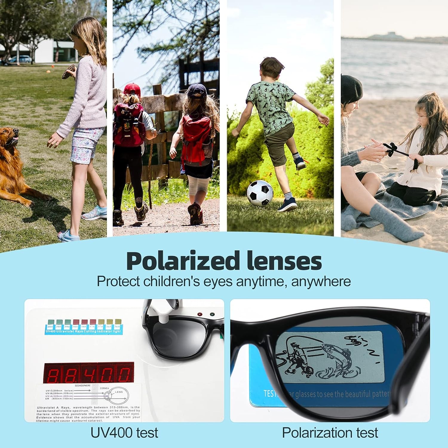 Kids Polarized Sunglasses for Girls Boys 3 Pack, Flexible TPEE Rubber Frame for Children Age 3-8.