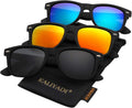 Polarized Sunglasses for Men and Women Matte Finish Sun Glasses Color Mirror Lens UV Blocking (3 Pack)