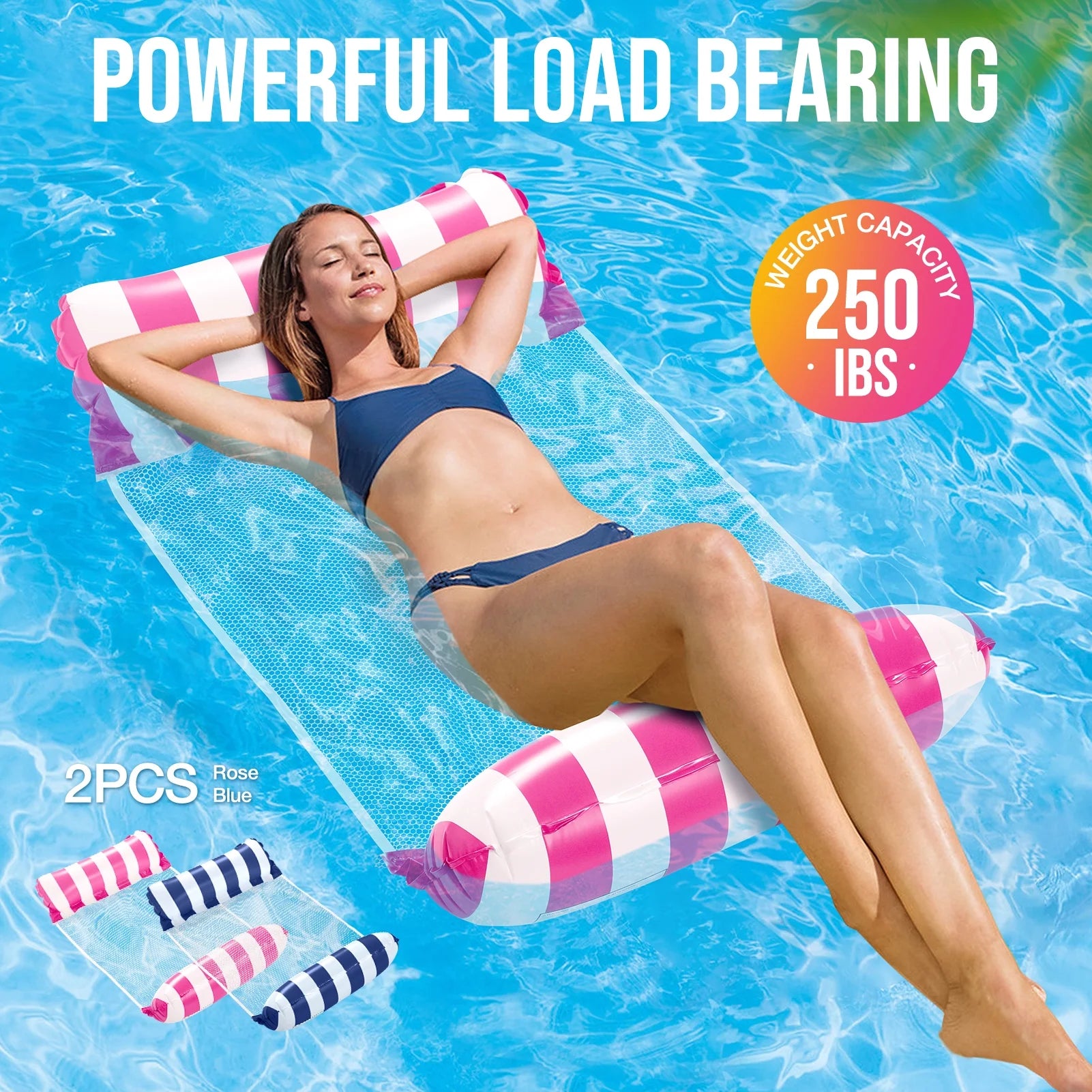 2Pcs Pool Float Hammock,Pool Float Loungers,Water Hammock Lounger, Swimming Pool Floats for Adults