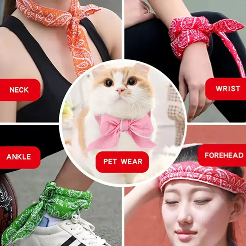 Stay Cool and Stylish this Summer with Our Versatile Outdoor Ice Cooling Scarf - Perfect for Sports and Sun Protection!