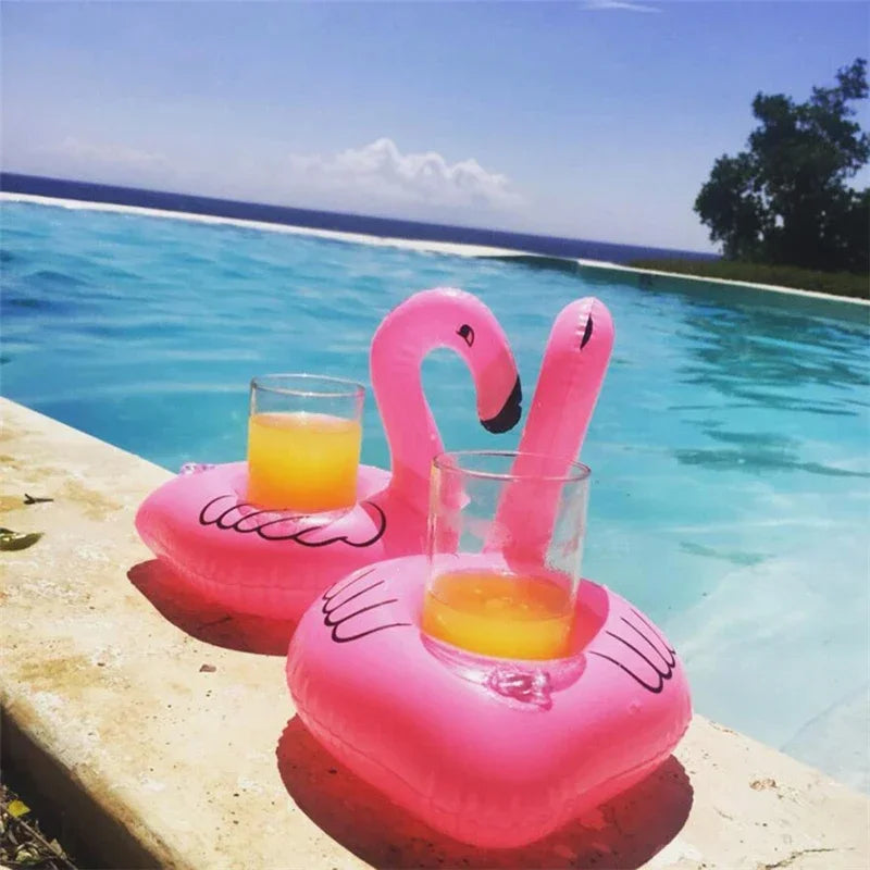 Air Mattresses for Cup Inflatable Flamingo Drinks Cup Holder Pool Floats Bar Coasters Floatation Devices Cute Toy Drink Holder
