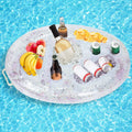 Inflatable Drink Holder, Dingrich Floating Drink Holder Floating Tray, Pool Drink Holder Floats with 8 Holes for Swimming Pool Party, Water Fun, Beach Theme Party (Transparent, 27.56 X 19.68 In)